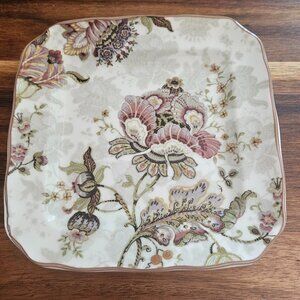 222 fifth square plate cream rose and floral porcelain
